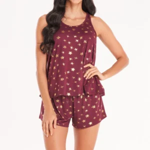 QinQin Elegant Flattering Trendy Breathable Women's Sleeveless Top & Shorts Pajamas Sets for Summer Nightwear