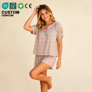 Plus Size Summer Sleepwear Floral Printing Women's Loungewear Sets Soft Comfortable Pajama Sets Woman Breathable Nightwear