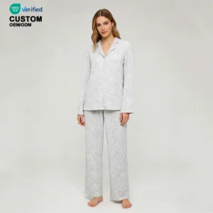 QinQin New Arrival Breathable Modal Custom Printed Pyjamas Set Soft Women's Long Sleeve and Pants Pajamas Set Women Loungewear