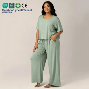 QinQin Elegant Summer Spring Autumn Casual Women Pajamas Set Custom Printing Front Logo Plus Size High Quality ODM