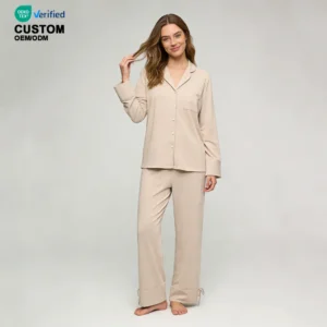 QinQin Women's Lightweight Comfortable Modal Two Pieces Pajamas Set Custom Label Pyjamas Women Long Sleeve and Pants Loungewear