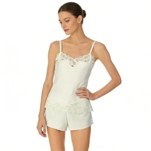 QinQin Elegant Fashionable Stylish Comfortable Breathable Women's Camisole Shorts Pajamas Sets with Lace Design Sleepwear Summer
