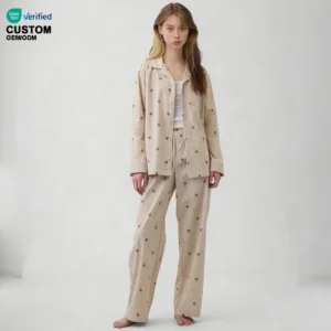 QinQin Women's Casual Soft Bamboo Fiber Two-Piece Pajama Shirt Set Classic Striped Print Comfortable for Home Wear