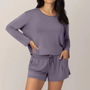 QinQin Casual Elegant Soft Cozy Custom Logo Front Lightweight Breathable Lyocell Spring Summer Long Sleeve Shorts Pajamas Sets