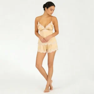 QinQin New Arrival Enchanting Elegant Comfortable Lightweight Breathable Women's Camisole Top Shorts Pajamas Sets Lace Bow