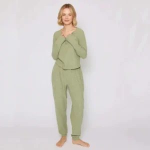 QinQin Elegant Casual High Quality Comfortable Breathable Women's Autumn Pajamas Set Elastic Waist Long Sleeves Customizable