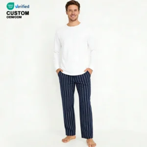 QinQin Men's Wholesale Casual Pajamas Sets Long Sleeve Two-Piece Winter Breathable Bamboo Comfortable Nightwear
