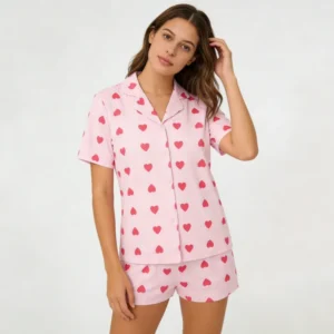 QinQin New Arrival Fashionable Custom Printing Elastic Waist Lightweight Women's Short Pajamas Sets Breathable Two-pieces