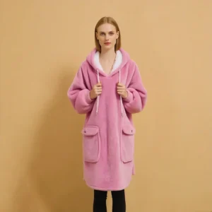 QinQin ODM Casual Knitted Custom Winter Worm Pajamas for Women Set One Piece Sleepwear Long Sleeves Tee Wholesale