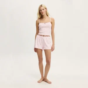 QinQin Women's Elegant Comfortable Breathable Summer/Spring Sleepwear Pajamas Sets Trendy Casual Stylish Elastic Waist Front