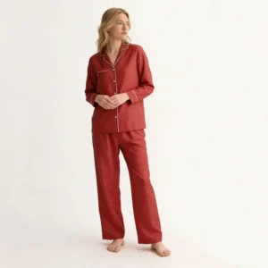 QinQin Top Sale High Quality Stylish Solid Flattering Durable Women's Long-sleeve and Pants Pajamas Sets for Winter Soft V-neck