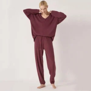 QinQin Elegant Casual Comfortable Stretchy Women's Long-sleeve Pants Pajamas Sets Breathable Sleepwear Sets Front Logo for Home