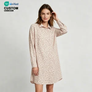 QinQin Top Sale Women Pyjamas Loungewear Women's Long Sleeve Nightie Breathable Bamboo Sleepwear One Piece Nightgown Night Dress