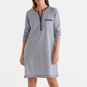 QinQin Custom Printing Front Women's Summer Casual Pajamas Set Short Sleeved Night Dress Knitted Fabric Breathable Autumn Spring