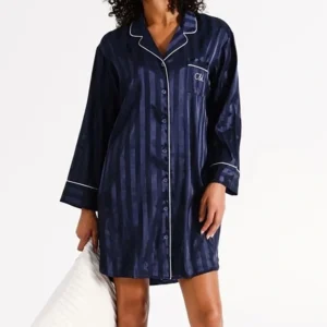 QinQin Wholesale Casual Knitted Lyocell Women's Sleep Dress Custom Size Pajamas Long Sleeves Breathable Home Wear Sleepwear