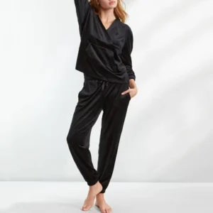 QinQin New Arrival Elegant Comfortable Cozy Lyocell Fleece Women's Hooded Drawstring Closure Full Length Pajamas Sets Breathable