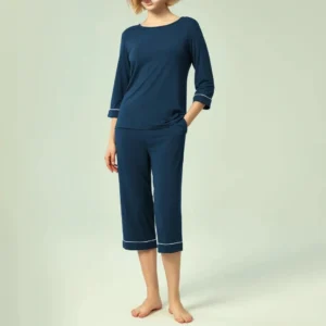 QinQin Casual Summer Autumn Women's Pajamas Set with Long Sleeves Breathable Comfortable Elastic Waist Custom Printed Sleepwear