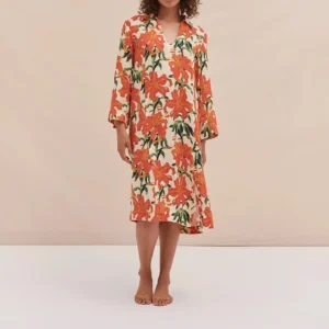 QinQin New Design Summer Lightweight Breathable Comfortable Cozy Long-sleeve Night Dress Pajamas Women Ladies Loungewear Casual
