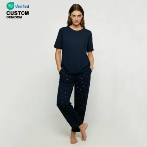 QinQin Women's Comfortable Cotton Nightwear Stylish Printed Pyjamas Set for Home Women Two Pieces Loungewear Set Private Label