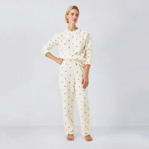 QinQin High Quality Elegant Casual Super Soft Breathable Comfortable Women's Long-sleeve Pants Pajamas Sets Warm Cozy Winter