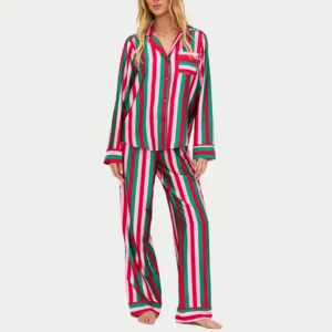 QinQin Elegant Casual Custom Front Printing Lyocell Women's Long-sleeve Pants Pajamas Sets Soft Breathable Bright Loungewear