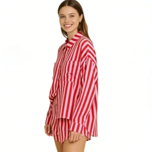 QinQin Wholesale Elegant Classic Fashionable Comfortable Women's Long-sleeve Shorts Pajamas Sets Breathable Stylish Smooth Front