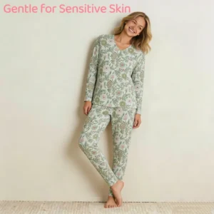 QinQin Women's Two-Piece Elegant Pajama Set Custom Printed Soft Cozy Bamboo Winter Nightwear