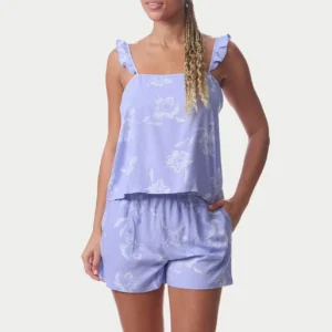QinQin Custom Front Printing Comfortable Women's Breathable Elegant Cozy Sleeveless Top Shorts Pajamas Set Casual Nightwear
