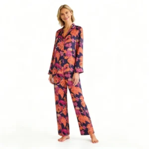 QinQin New Design Stylish Floral Printing Comfortable Women's Long Pajamas Sets Cozy Breathable Ladies Loungewear Sets for Home