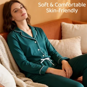 QinQin Long Sleeve Pajamas Loungewear Women's Sets OEM Bamboo Soft Two Pieces Nightwear Sets for Home Eco-friendly Women Pyjamas