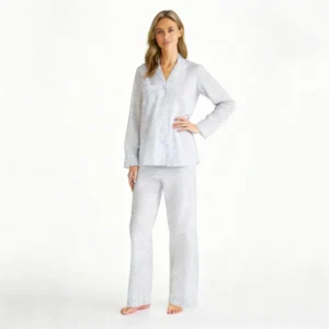 QinQin Hot Sale Elegant Custom Printing Women's Long-sleeve Pants Pajamas Sets Comfortable Flattering Elastic Waist Nightwear