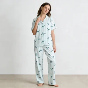 QinQin Casual Custom Printing Women's Short-sleeve and Pants Pajamas Sets for All Seasons Soft Comfortable Home Wear Loungewear