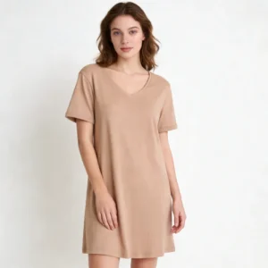 QinQin Wholesale Elegant Stylish Soft Comfortable Women's One-piece Nightgown Stretchy Sleep T-shirt Short-sleeve Flattering