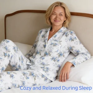 QinQin Women Custom Printing Sleepwear for Winter PJ Set Long Sleeve Soft Bamboo Loungewear Sets Two Pieces Women's Pajama Set