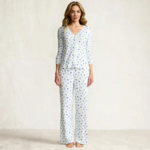 QinQin Flattering Custom Printing Lightweight Women's Long-sleeve and Pants Pajamas Sets Cozy Loungewear Sets Suitable for Home