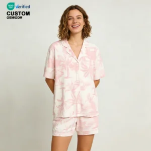 QinQin Women's Casual Breathable Elastic Waist Two-Piece Bamboo Pajamas Set Comfortable Loungewear