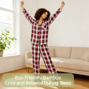 QinQin Women's Pajamas Sets Loungewear Set Soft Breathable Long Sleeve Pyjama Set Eco-friendly Bamboo for Home PJ Set Pyjamas
