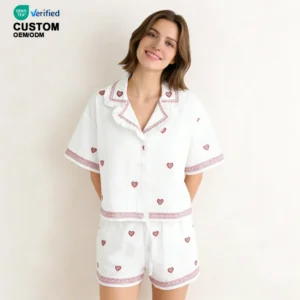 QinQin Wholesale Women's Breathable Short Pyjamas Sets Skin-friendly Cotton Two Pieces Nightwear Summer Lightweight Loungewear