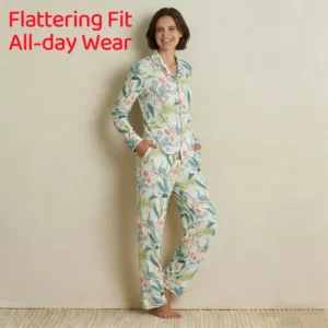 QinQin Soft Breathable Fabric for Home Pyjama Women Two Pieces Loungewear Set Custom Logo PJ Set Women's Long Sleeve Pajamas Set
