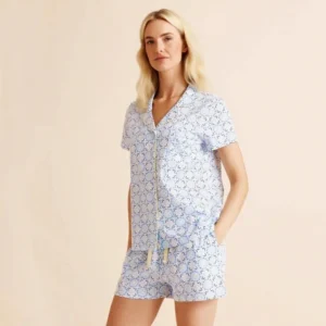 QinQin New Arrival Summer Elegant Comfortable Breathable Soft Women's Sleepwear Pyjamas Sets Short-sleeve Shorts Front Logo