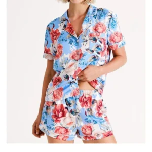 QinQin Custom Printed 2 Pc Summer Sleepwear Pajamas Ladies Loungewear Sustainable Short Sleeve Women's Night Knitted Casual