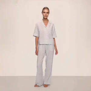 QinQin ODM Elegant Casual Spring/Autumn Comfortable Breathable Women's Pyjamas Set Elastic Waist Front Logo Customizable New