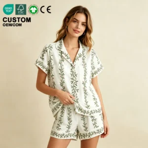 Women's Casual Sleepwear Lightweight Lounge Wear Sets Breathable Women Pajamas Set Custom Printing Nightwear for Women Home