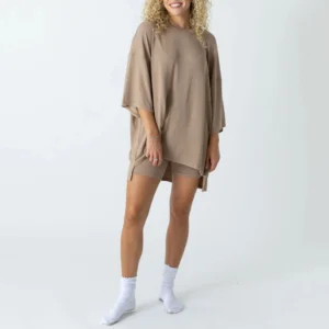 QinQin Women's Flowy Elegant Casual Short-Sleeve Shorts Pajama Set Elastic Waist Custom Logo Front Soft Breathable Fabric Summer